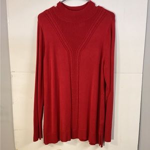 Isaac Mizrahi Live Mockneck Pullover Sweater Large Ruby Red